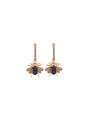 0.54ct Diamond Sapphire 18K Gold Bumblebee Drop Earrings