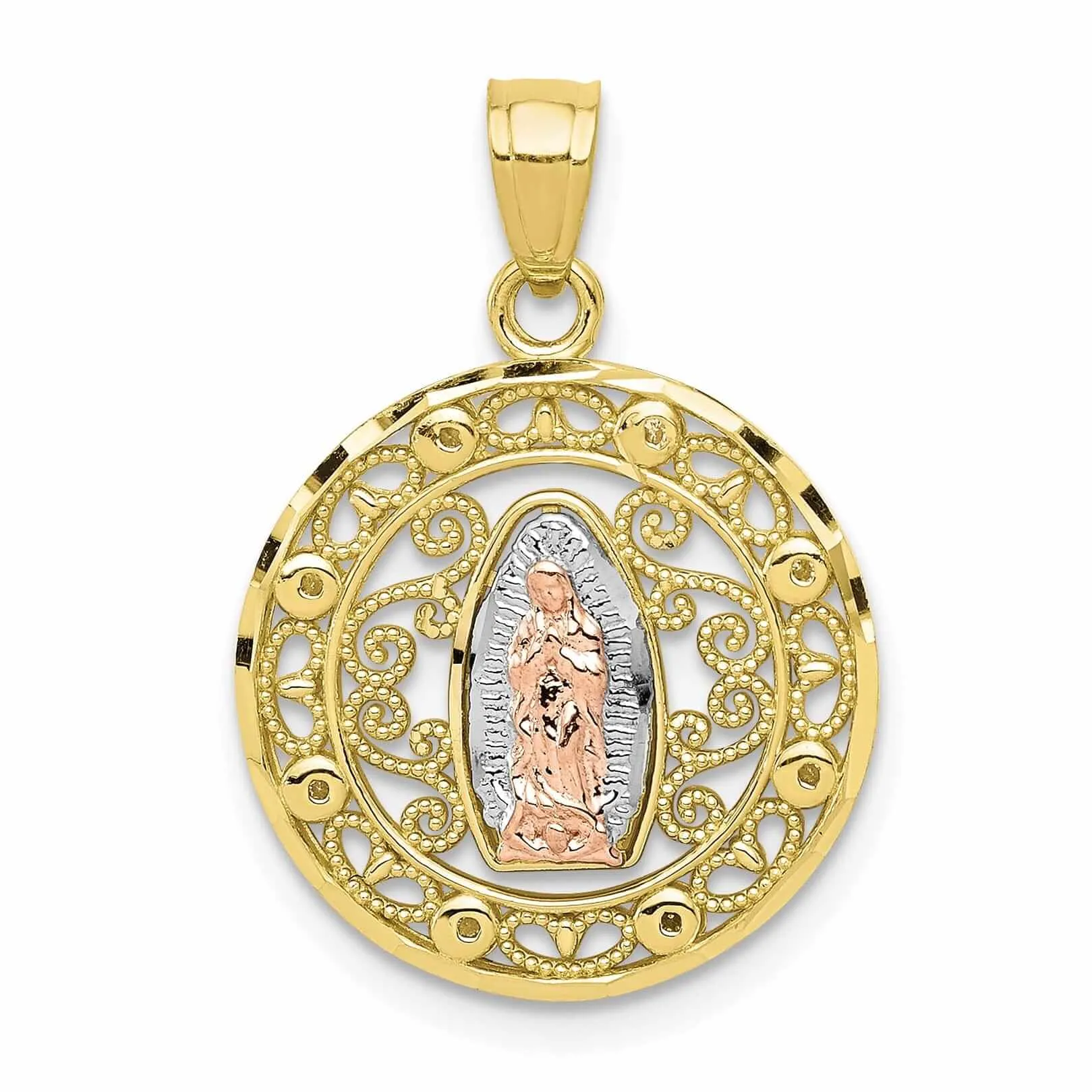 10K Two Tone Gold Our Lady Of Guadalupe Pendant