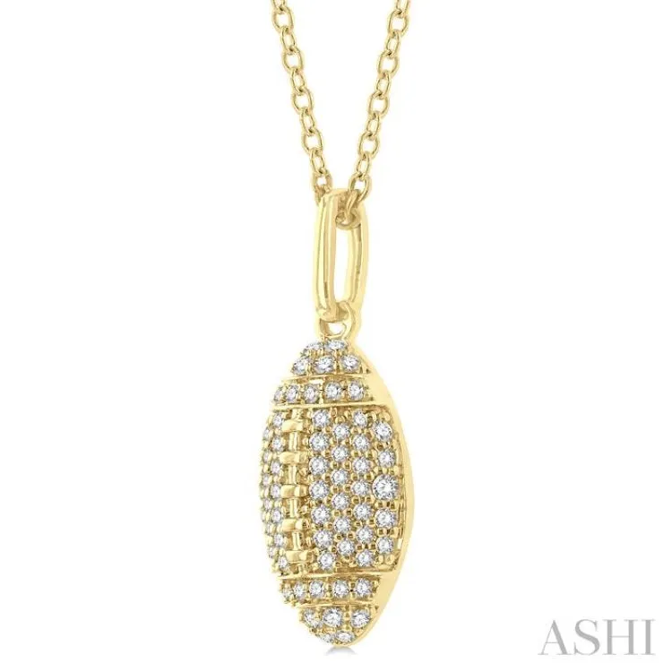 1/4 ctw Petite Football Round Cut Diamond Fashion Pendant With Chain in 10K Yellow Gold