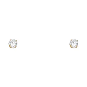 14K 4MM CZ STONE STUD EARRINGS