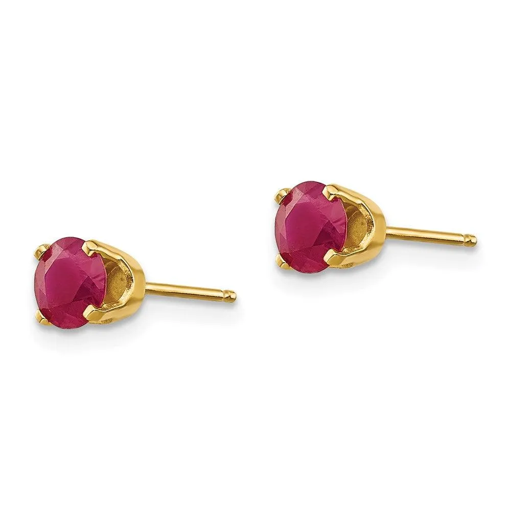 14k 5mm Ruby Earrings - July