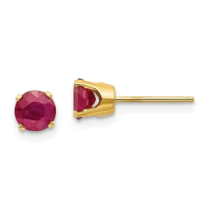 14k 5mm Ruby Earrings - July