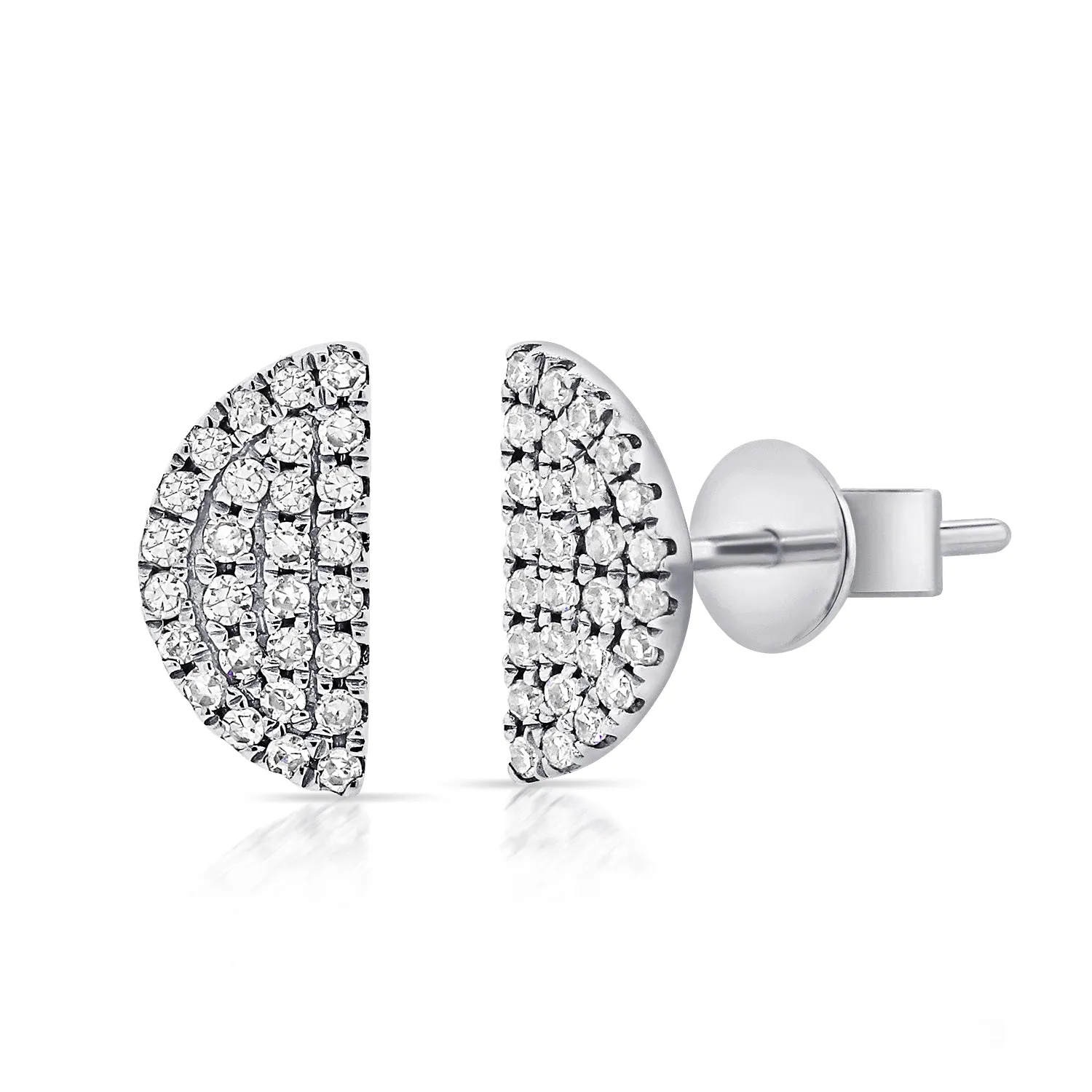 14k Gold & Diamond Half Moon Stud Earrings - 0.18 ct