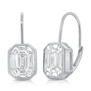 14k Gold & Emerald-Cut Diamond Lever-Back Drop Earrings - 1.78ct