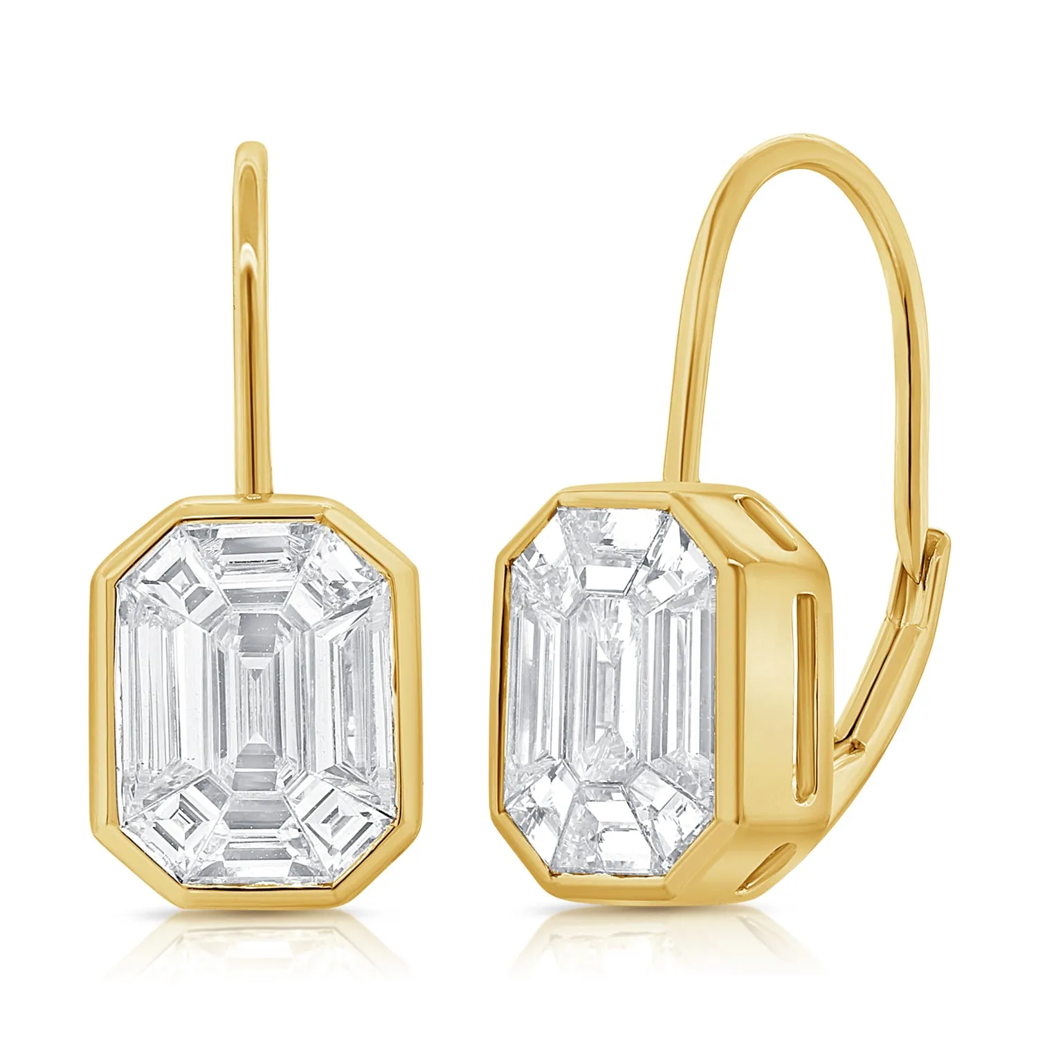 14k Gold & Emerald-Cut Diamond Lever-Back Drop Earrings - 1.78ct