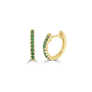 14k Gold & Emerald Huggie Earrings - 0.14ct