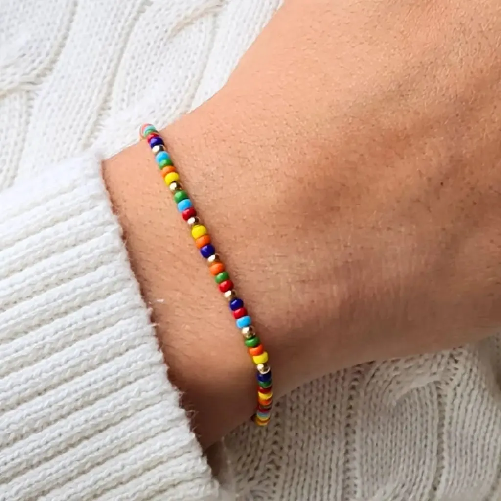 14K Gold Colorful Beaded Bracelet