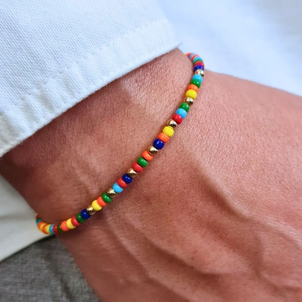 14K Gold Colorful Beaded Bracelet