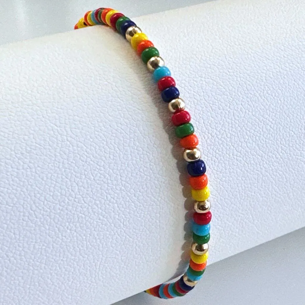 14K Gold Colorful Beaded Bracelet