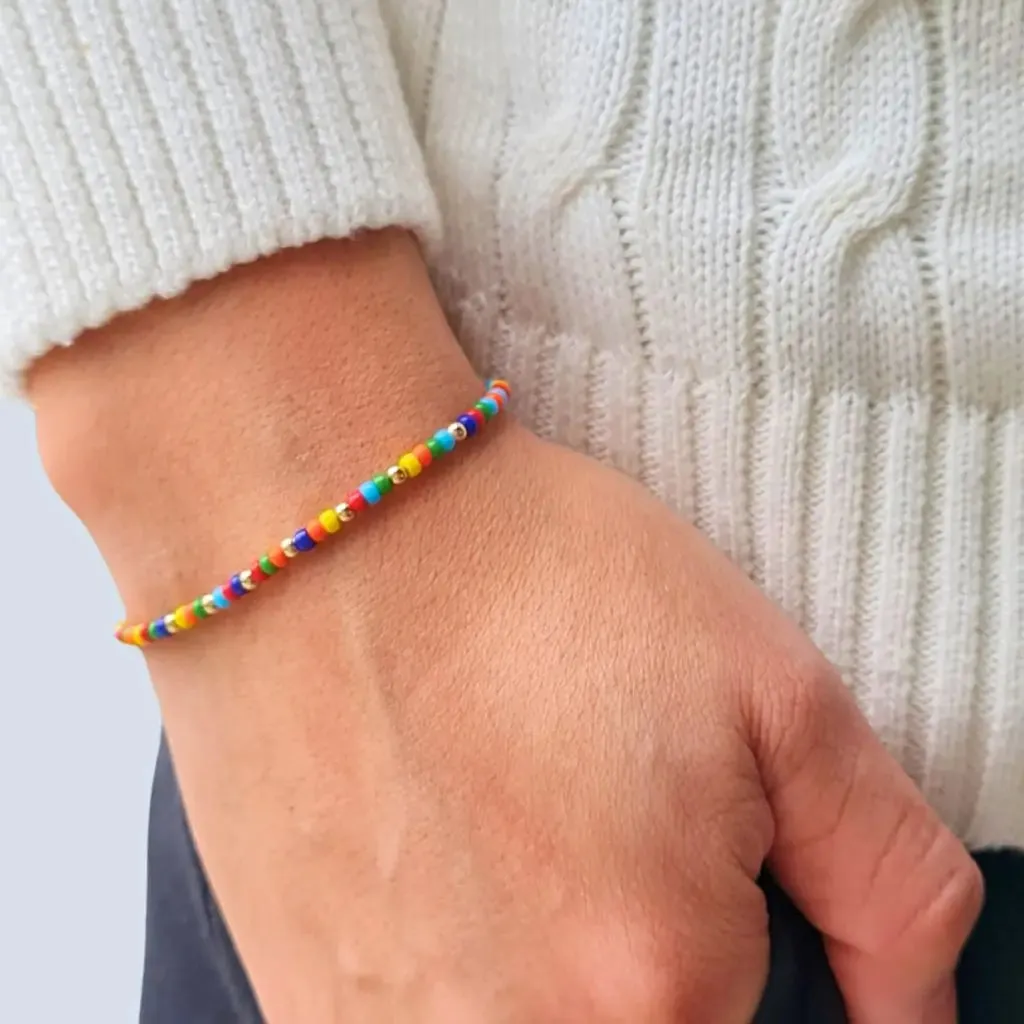 14K Gold Colorful Beaded Bracelet