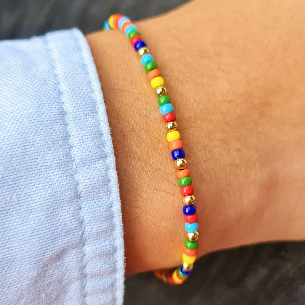 14K Gold Colorful Beaded Bracelet