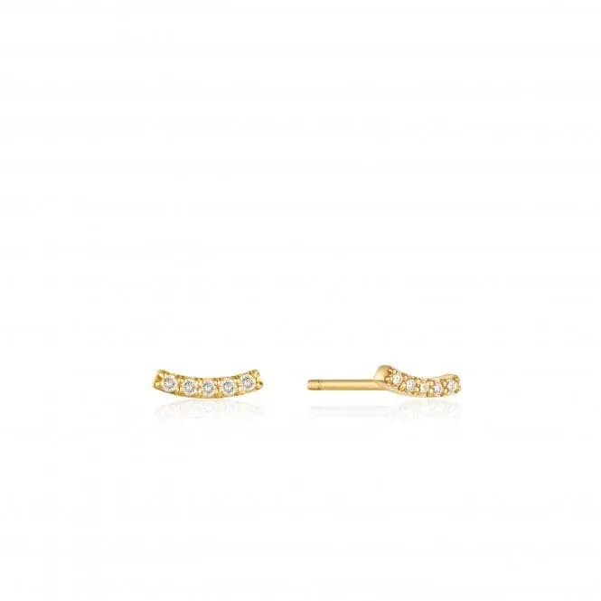 14K Gold Diamond Curve Stud Earrings with 0.06ct Total Carat Weight