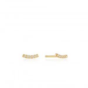 14K Gold Diamond Curve Stud Earrings with 0.06ct Total Carat Weight