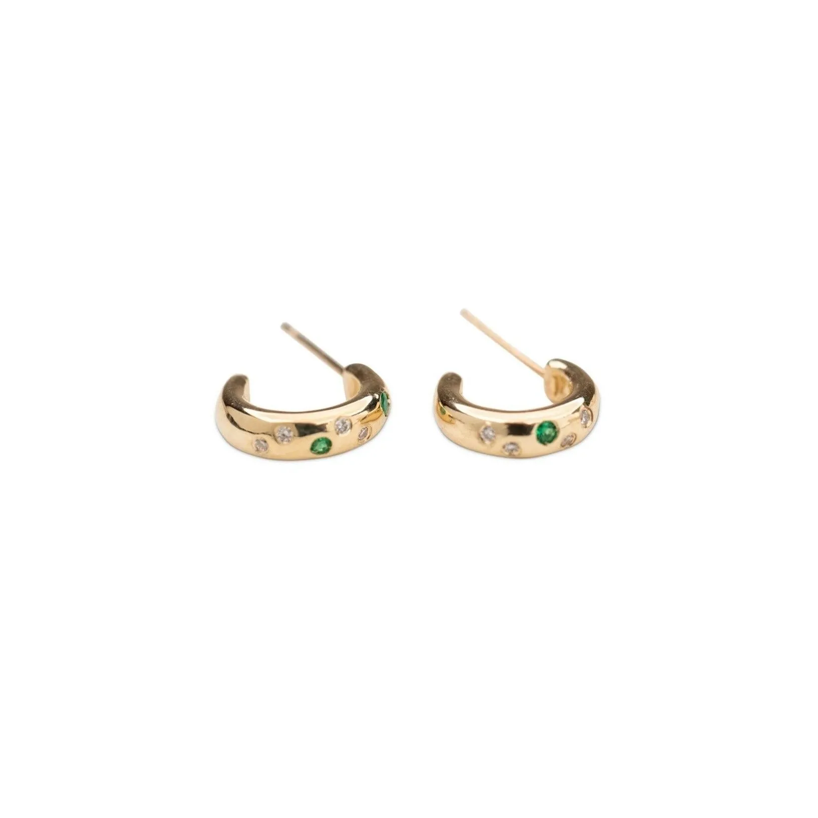 14k Gypsy Set Emerald Huggies