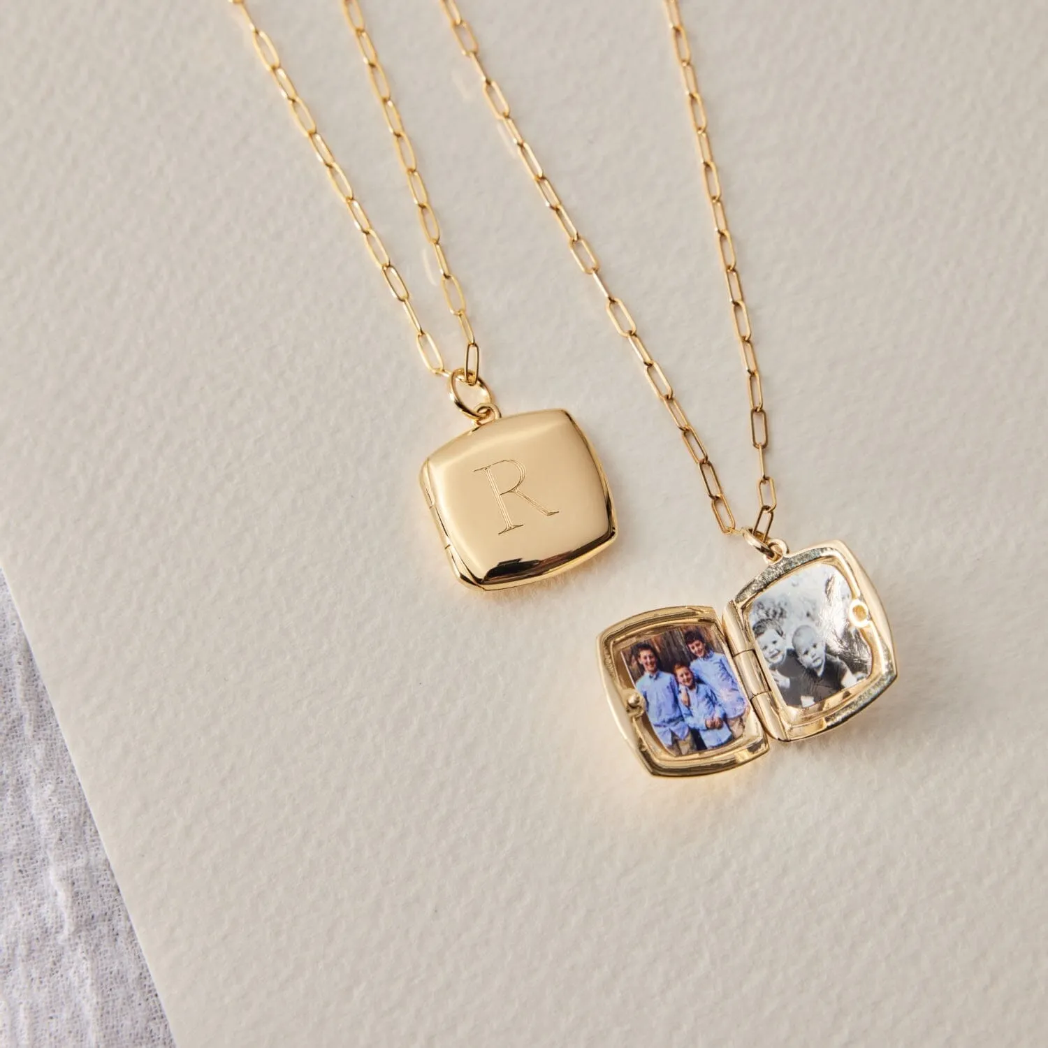 14k Square Personalized Locket Necklace