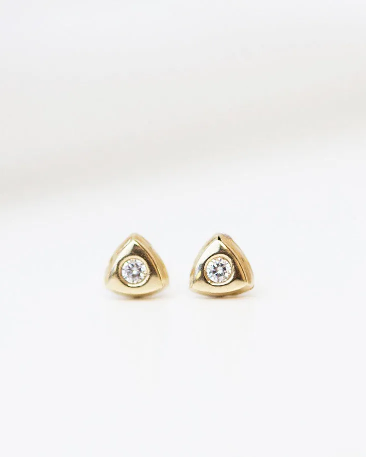 14k Triangle button Earrings