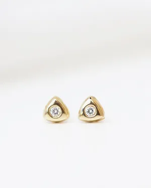 14k Triangle button Earrings