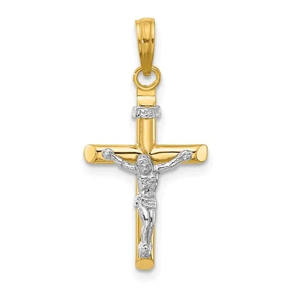 14K TT Gold Hollow Crucifix 1.9grm