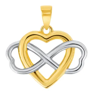 14k Two Tone Gold Interlocking Heart Infinity Love Symbol Pendant