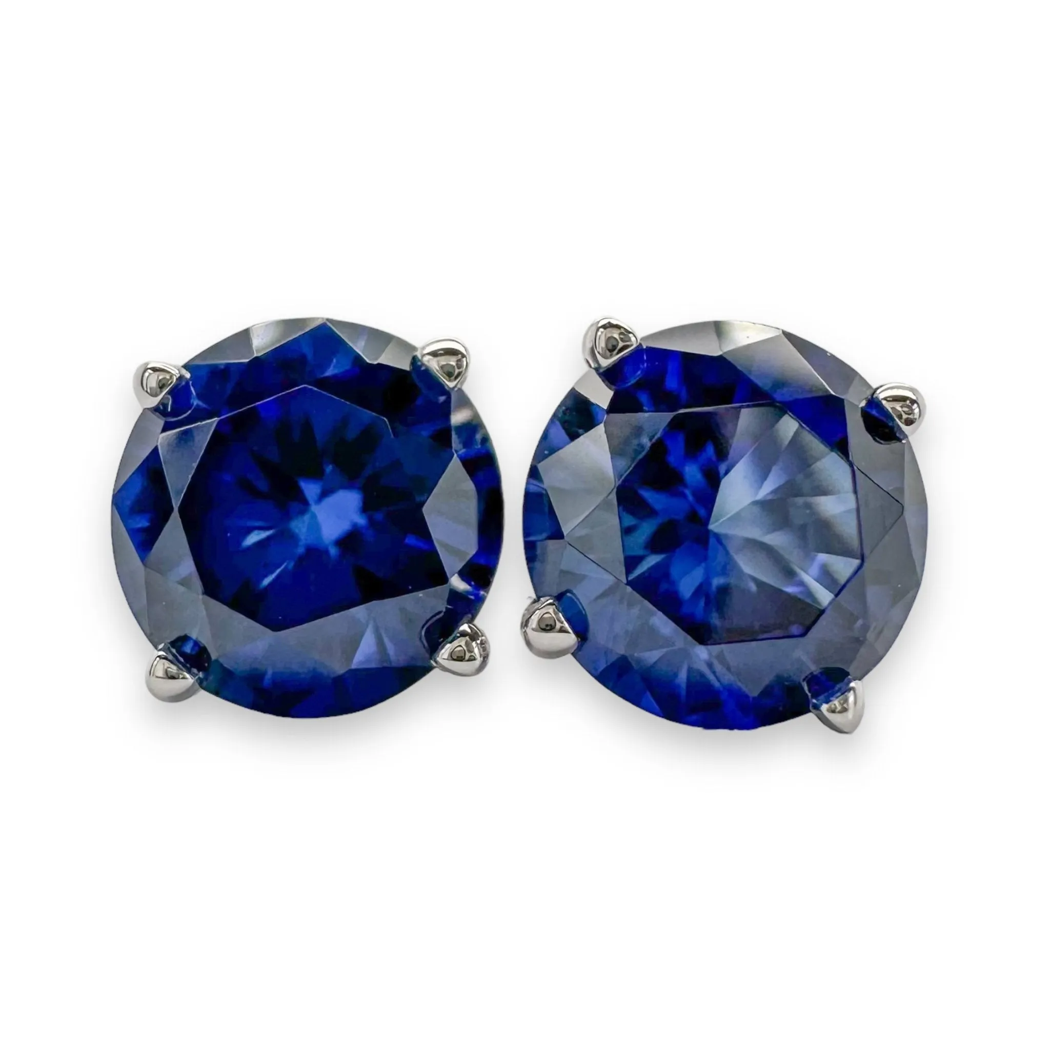 14K W Gold 1.78cttw 6mm Lab-Created Sapphire Earrings