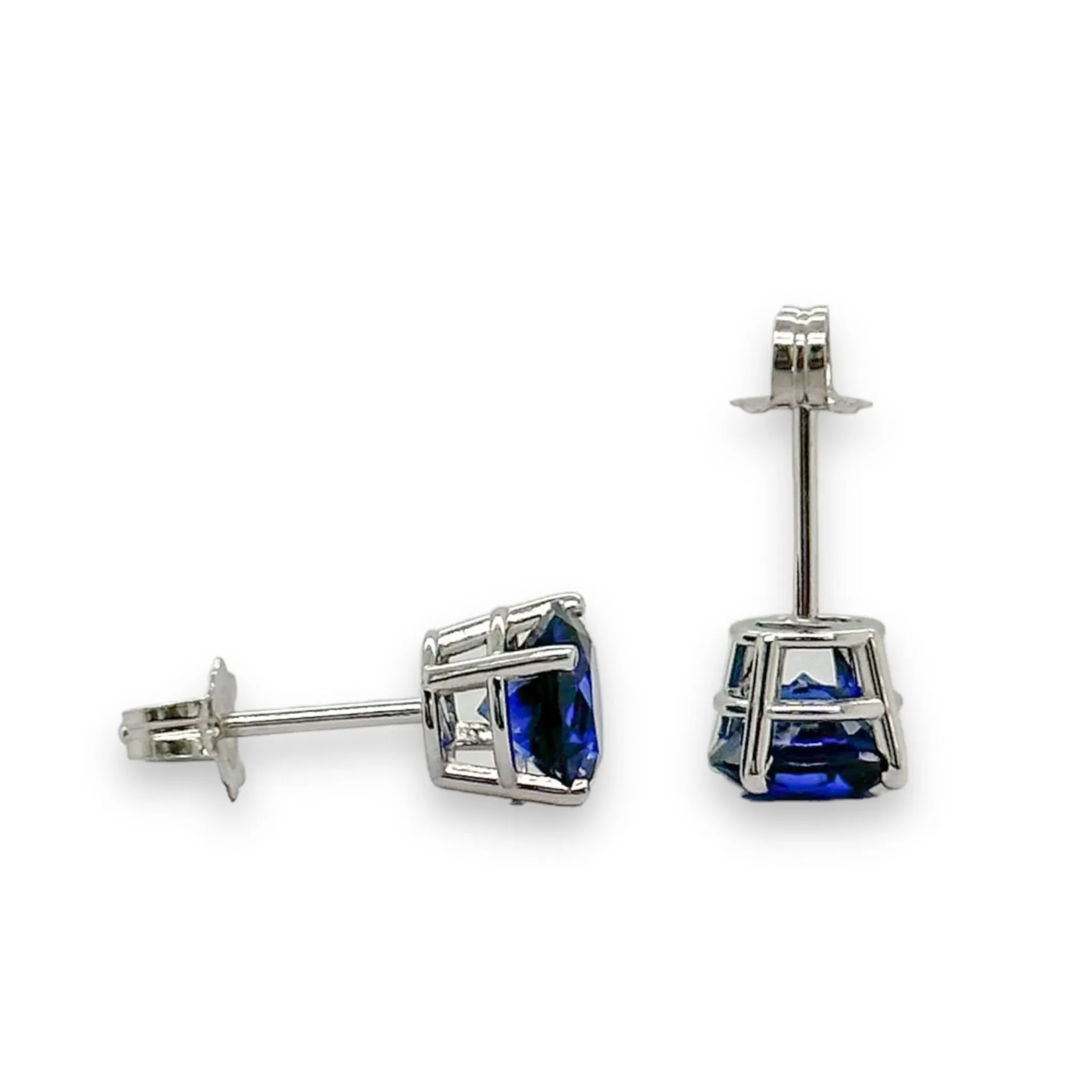 14K W Gold 1.78cttw 6mm Lab-Created Sapphire Earrings