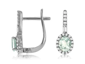 14K White Gold Aquamarine and Diamond Earrings