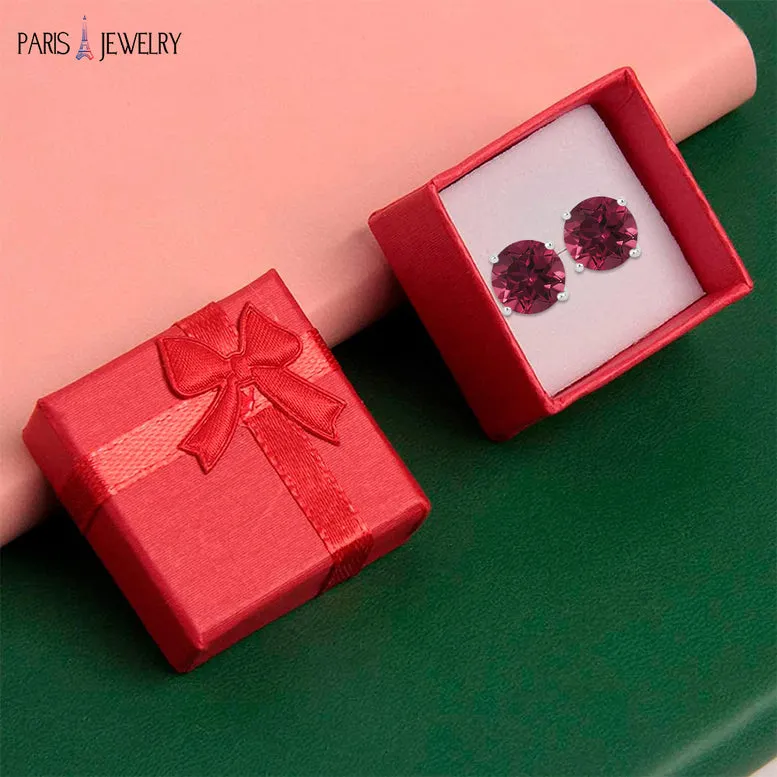 14k White Gold Plated 2 Ct Round Created Ruby Stud Earrings