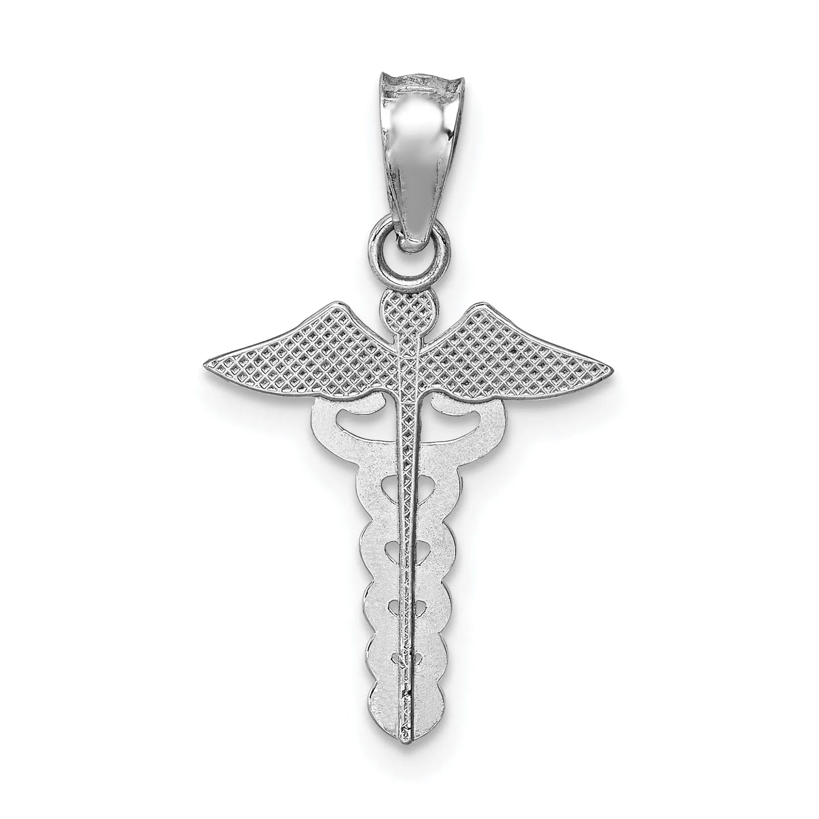 14K White Gold Solid Polished Finish Medical Symbol Charm Pendant