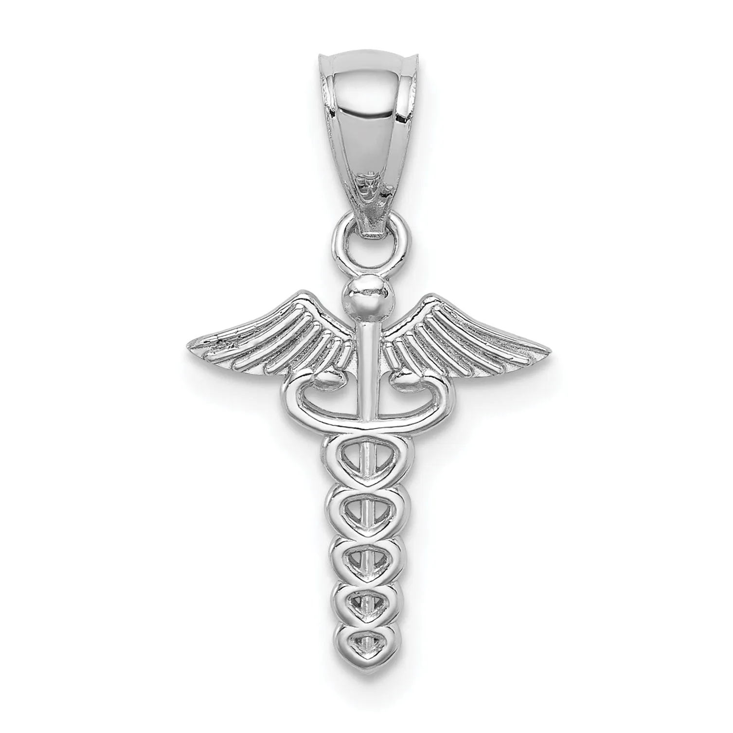 14K White Gold Solid Polished Finish Medical Symbol Charm Pendant