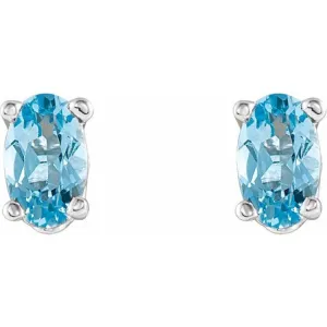 14K White Natural Aquamarine Earrings