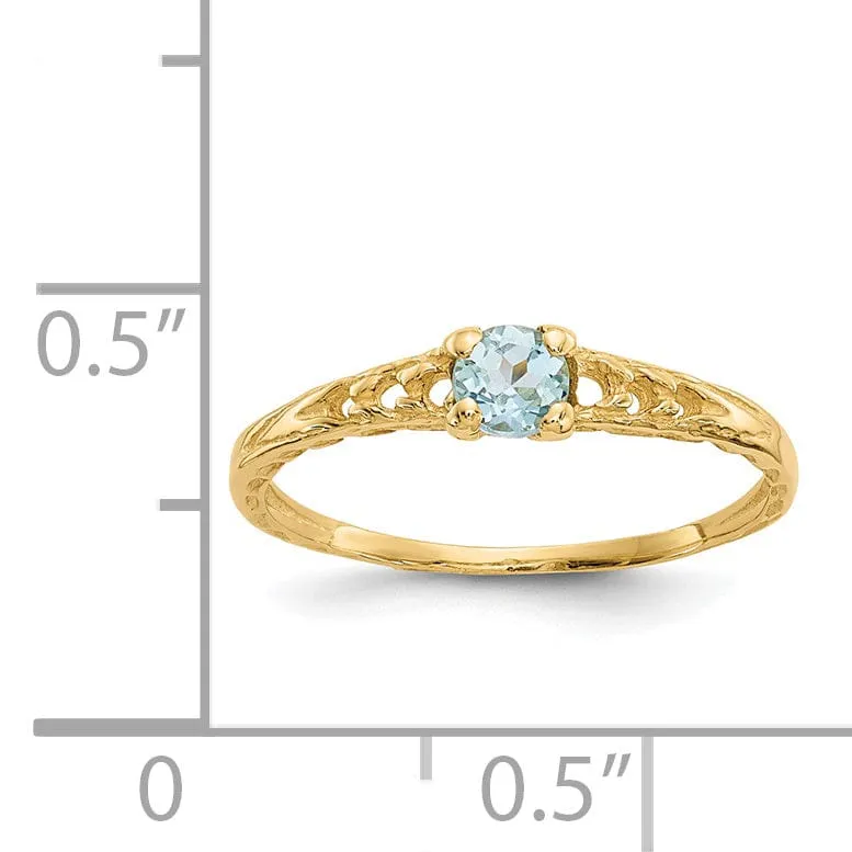 14k Yellow Gold Aquamarine Birthstone Baby Ring