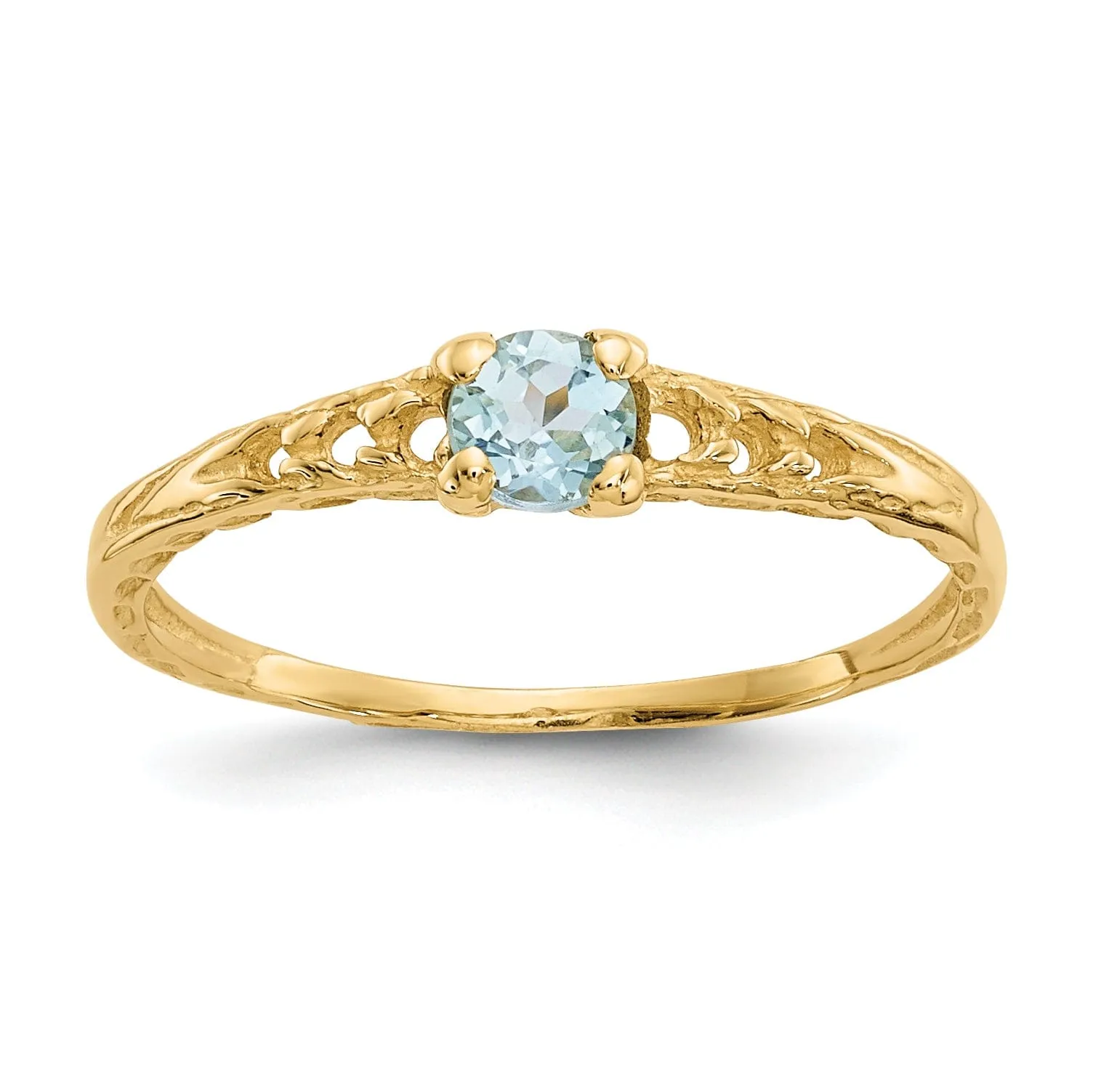 14k Yellow Gold Aquamarine Birthstone Baby Ring