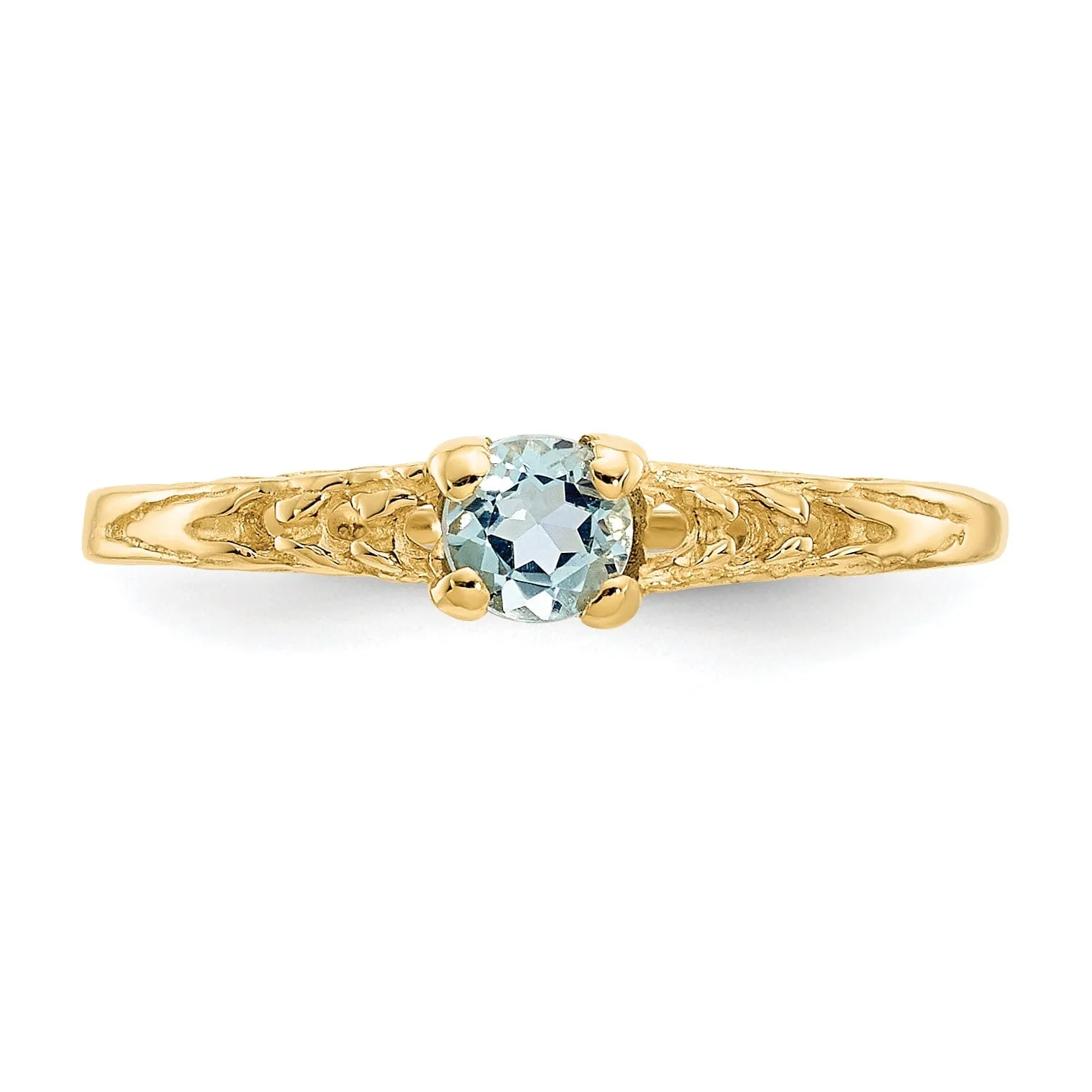 14k Yellow Gold Aquamarine Birthstone Baby Ring