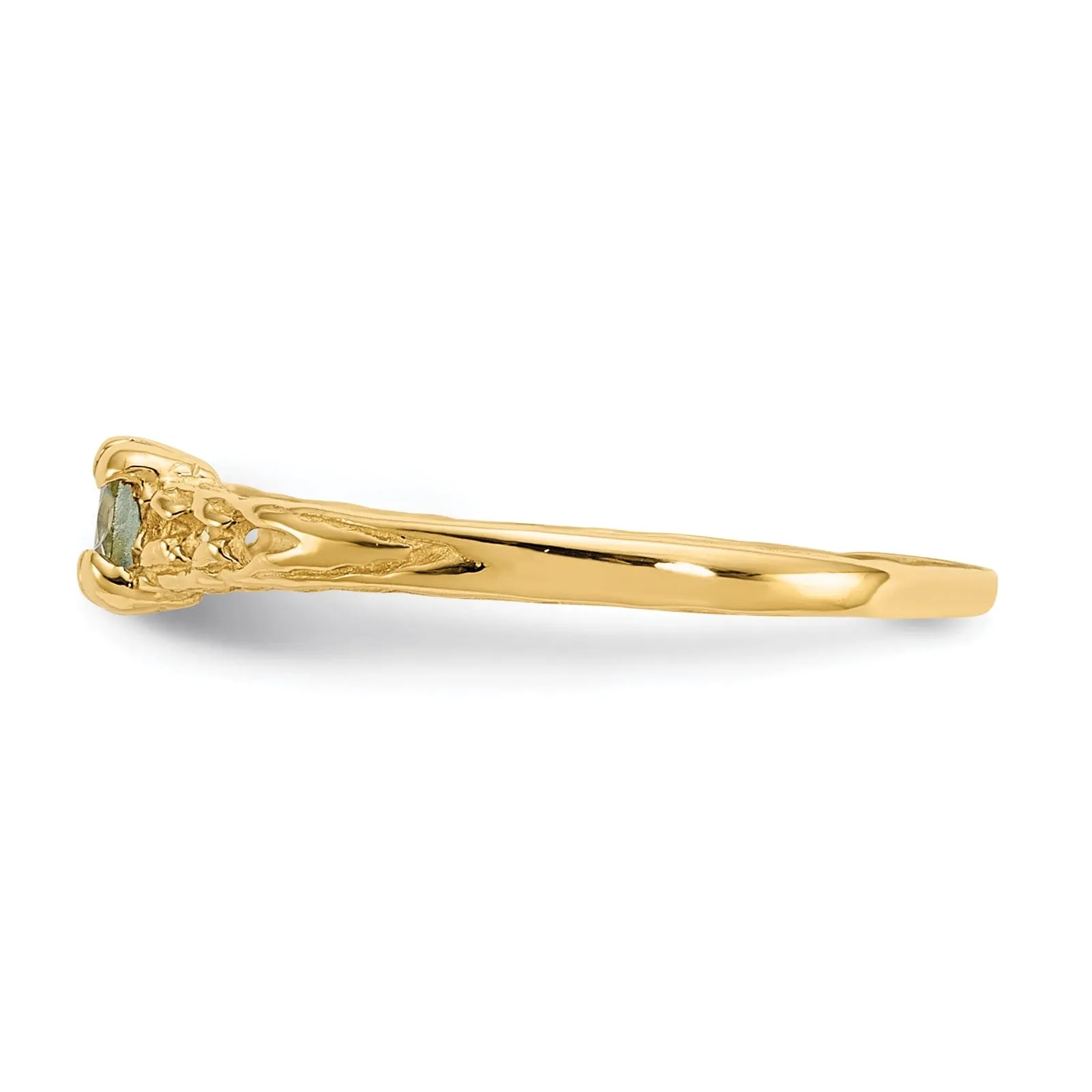 14k Yellow Gold Aquamarine Birthstone Baby Ring