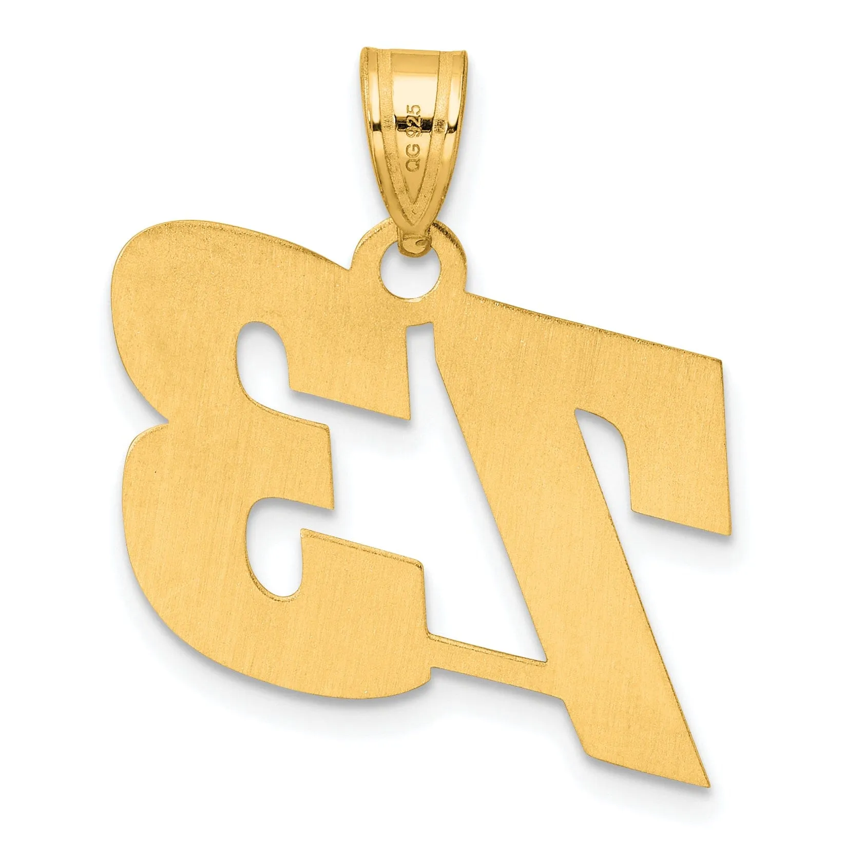 14k Yellow Gold Polished Finish Block Script Design Number 73 Charm Pendant