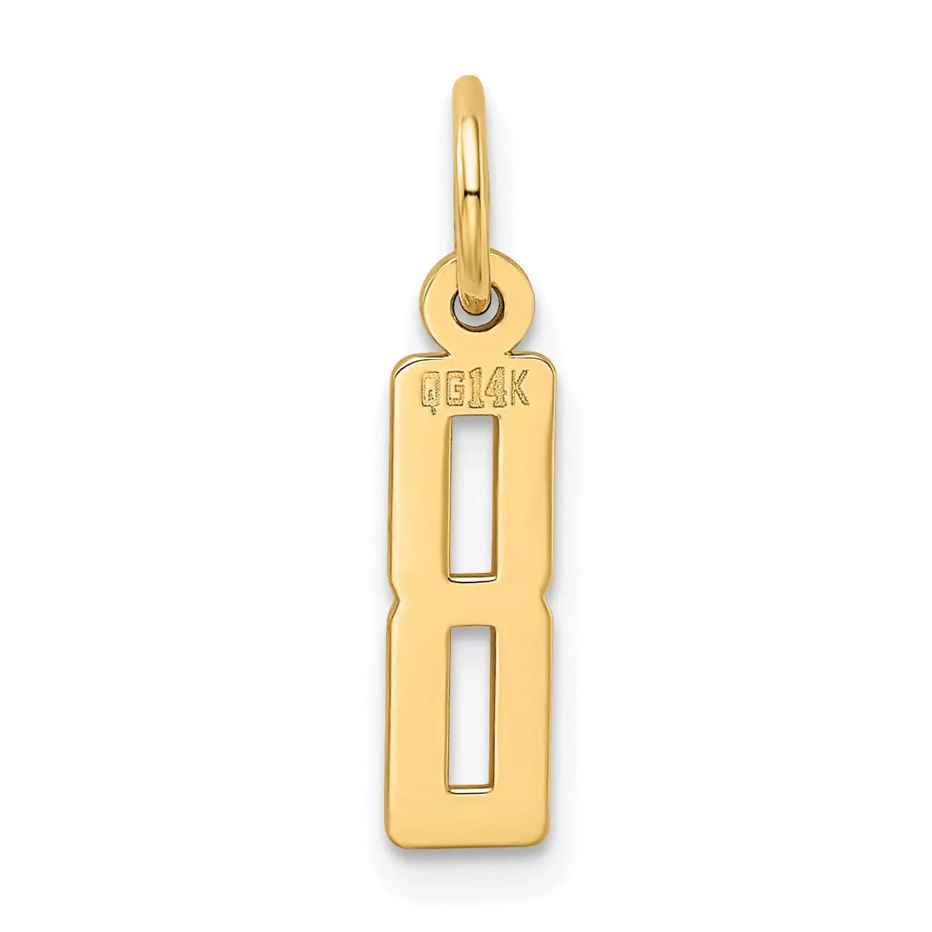 14K Yellow Gold Small Elongated Shape Number 8 Pendant