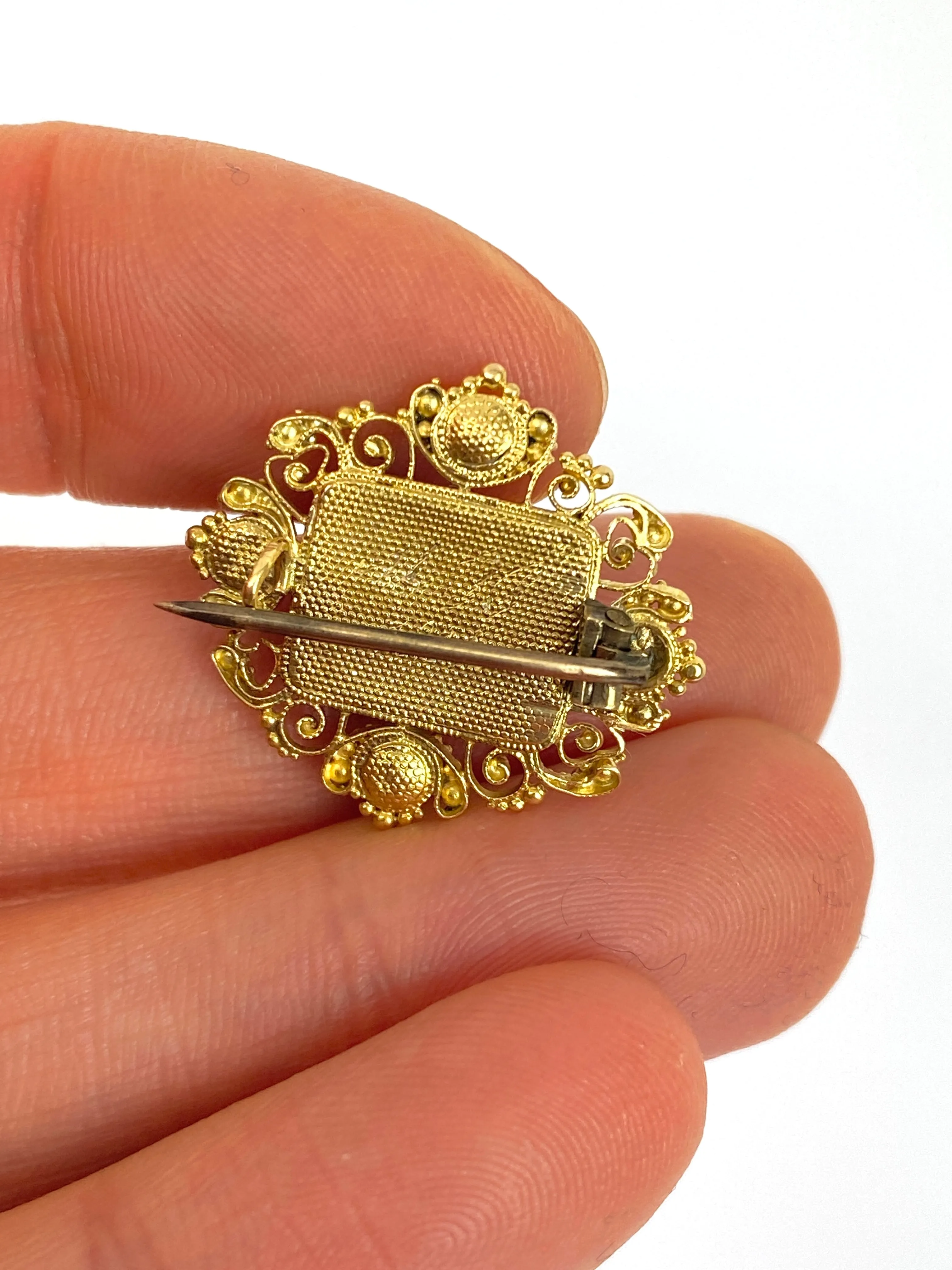 18ct Gold, Antique Victorian 'LOVE' Acrostic, Multigem Brooch with foiled back Garnet