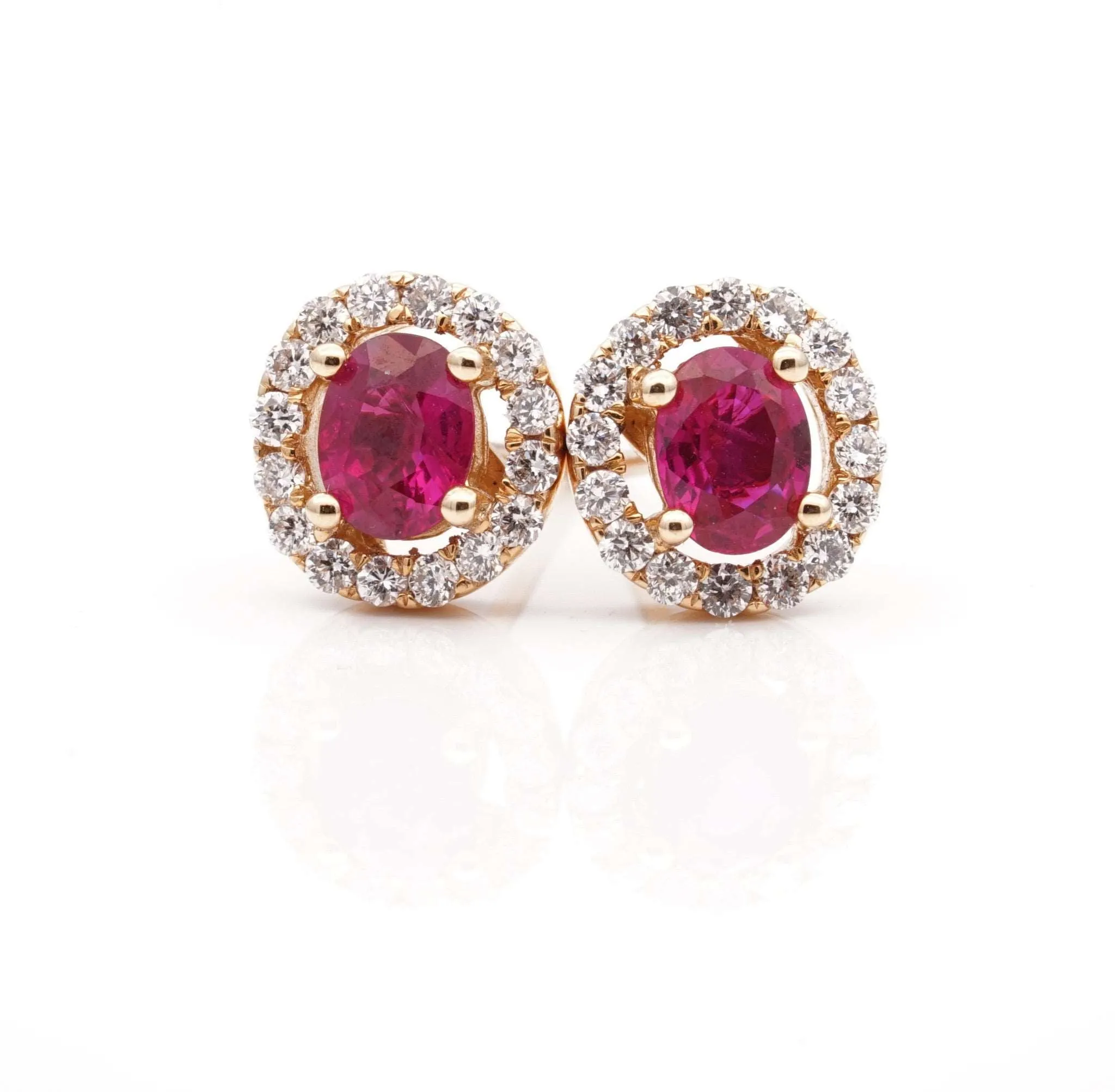 18CT Rose Gold Ruby and Diamond Earrings