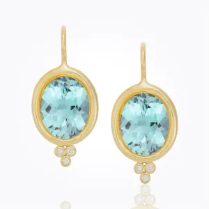 18K Classic Faceted Oval Earrings with diamond granulation - 10X8