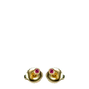 18K Gold 2mm Ruby Stud Earrings