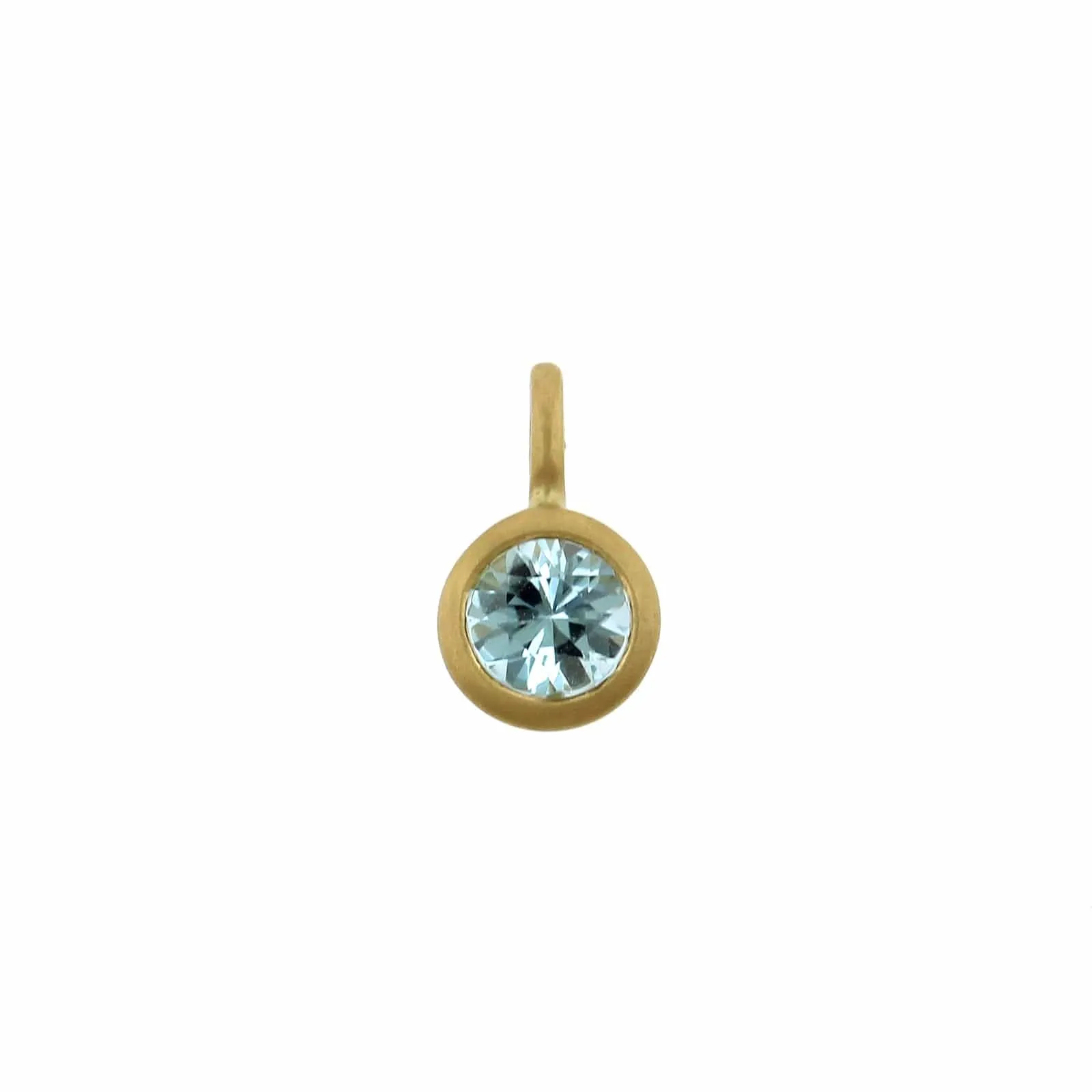 18K Yellow Gold Bezel Set Round Aquamarine Pendant