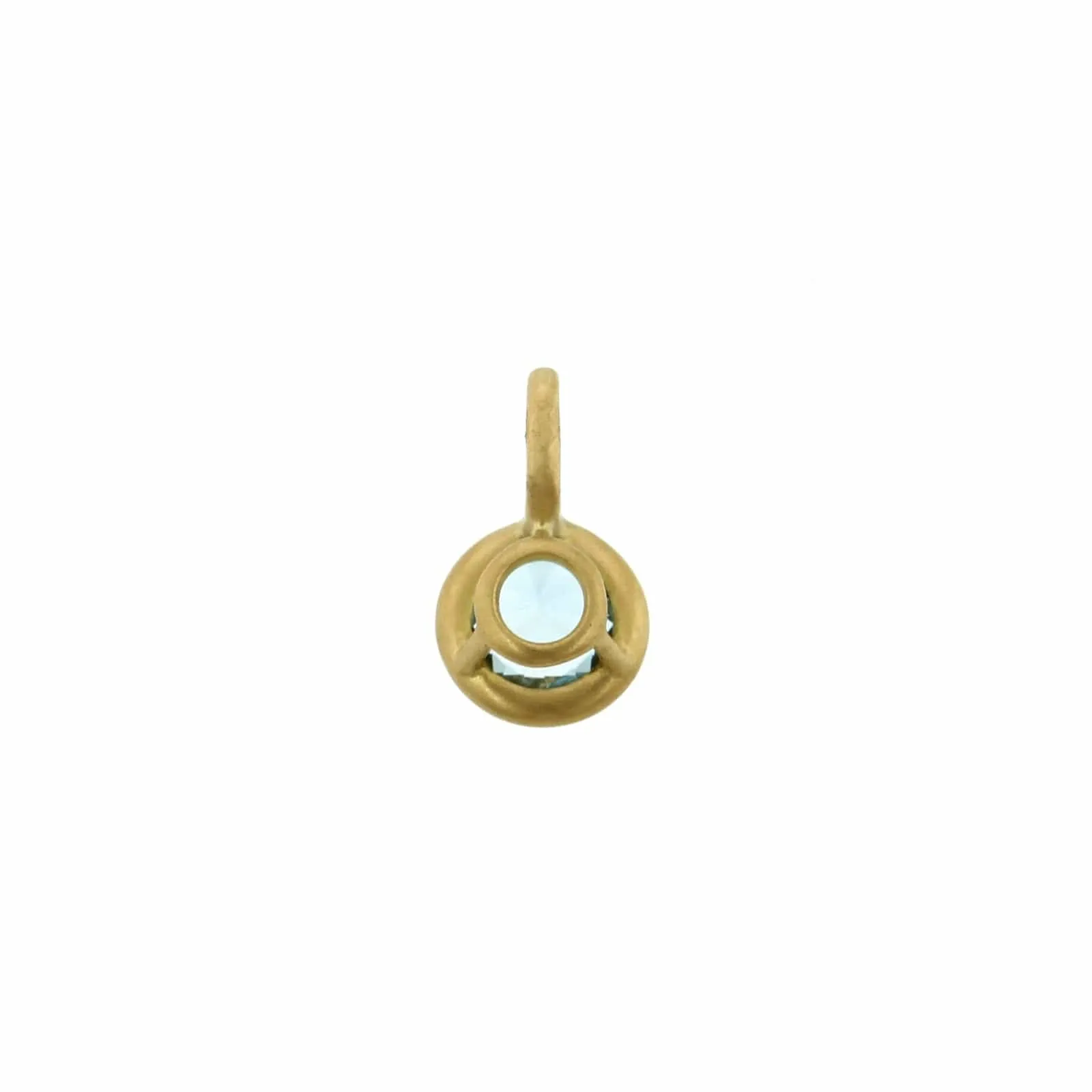 18K Yellow Gold Bezel Set Round Aquamarine Pendant