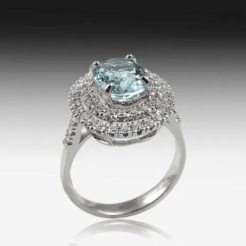 18kt White Gold Aquamarine and Diamond ring