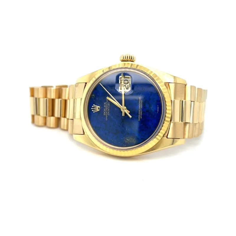 1976 Rare Lapis Dial 18kt Gold Rolex 36mm Datejust Ref 1601