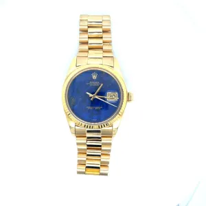 1976 Rare Lapis Dial 18kt Gold Rolex 36mm Datejust Ref 1601