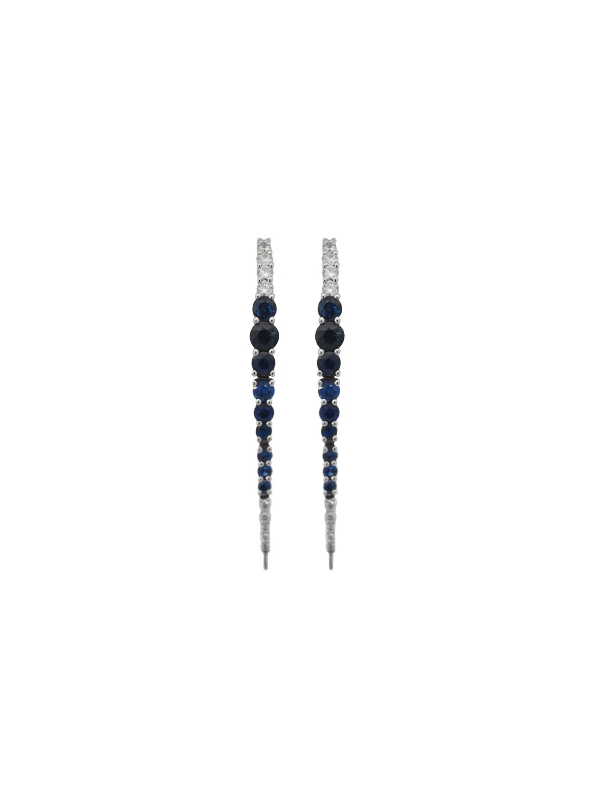 2.00ct Diamond Sapphire 18K Gold Graduated Climber Drop Earrings