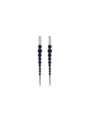 2.00ct Diamond Sapphire 18K Gold Graduated Climber Drop Earrings