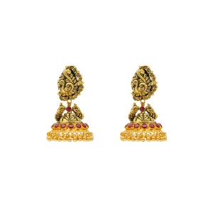 22K Antique Gold Jhumka Earrings (19.5gm)