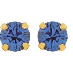 24K Gold-Plated Stainless Steel Imitation Blue Sapphire Inverness® Piercing Earrings