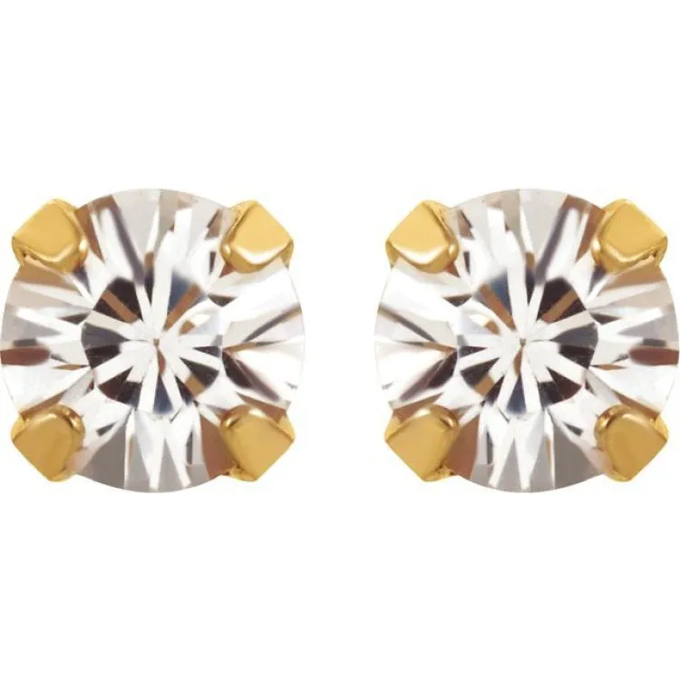 24K Gold-Plated Stainless Steel Imitation White Sapphire Inverness® Piercing Earrings